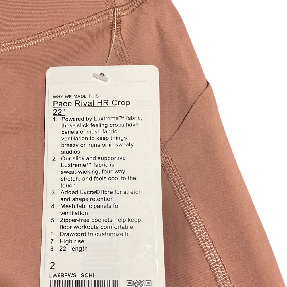 GUC 2 Lululemon Pace Rival crop 22” in Spiced Chai - Picture 5 of 7